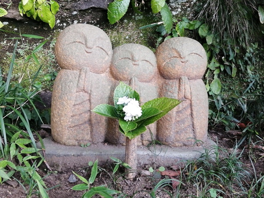 地蔵菩薩と紫陽花